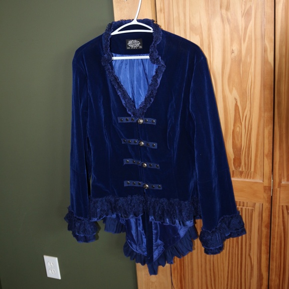 Beautiful blue military dress jacket with lace and tails! Size 14 - Picture 1 of 8